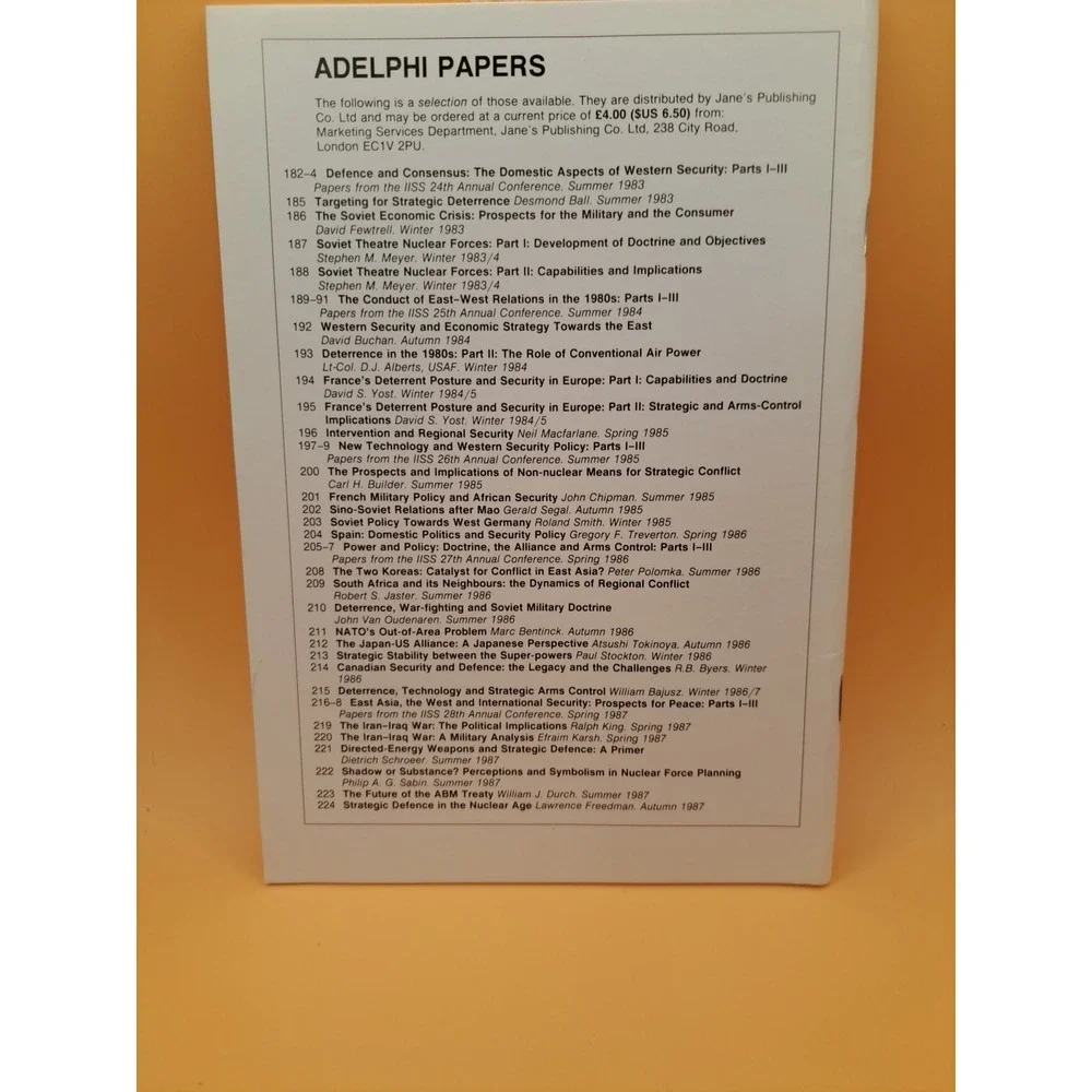 ADELPHI PAPERS 225 Strategic Defences in NATO Strategy Richard Brody Autumn 1987